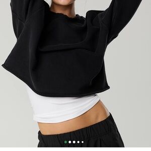 Aerie Black Cropped Sweatshirt Offline by Aerie Crewneck M